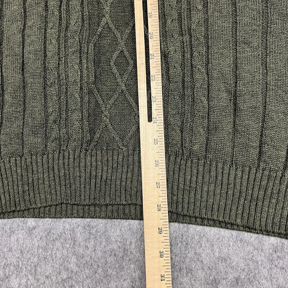 Tricots St Raphael Sweater Mens 2XL Green Cable Knit‎ Mock Neck Button Pullover